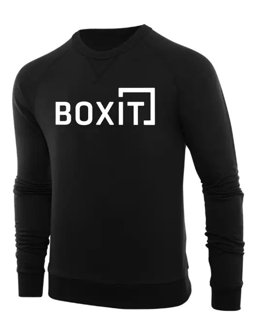Allmade Deep Black Organic French Terry Crewneck Sweatshirt w/BoxIt logo