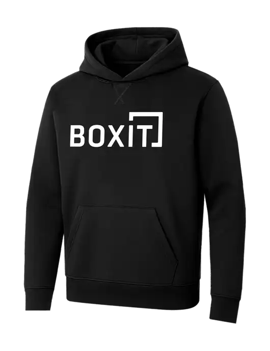 Allmade Deep Black Organic French Terry Pullover Hoodie w/BoxIt logo