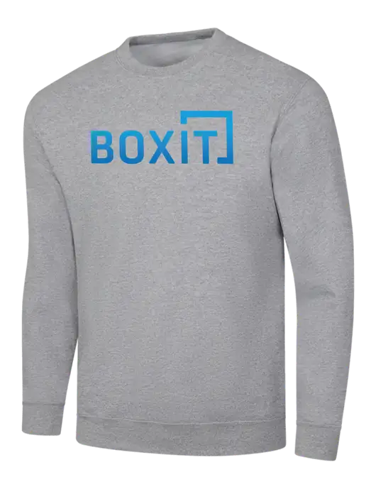 Light Grey Heather 7.8 oz Ring Spun Crew Sweatshirt w/BoxIt logo