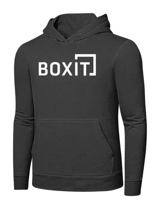 Charcoal 7.8 oz Ring Spun Hooded Sweatshirt w/BoxIt logo