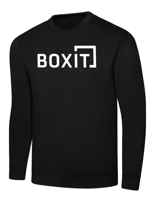 Black 7.8 oz Ring Spun Crew Sweatshirt w/BoxIt logo