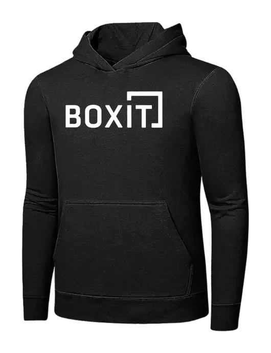 Jet Black 7.8 oz Ring Spun Hooded Sweatshirt w/BoxIt logo