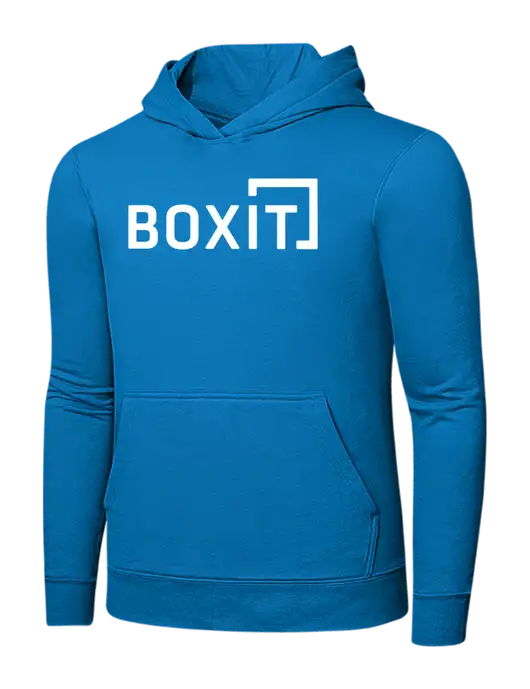 Medium Dark Sapphire 7.8 oz Ring Spun Hooded Sweatshirt w/BoxIt logo