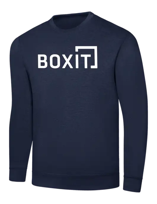 Navy 7.8 oz Ring Spun Crew Sweatshirt w/BoxIt logo