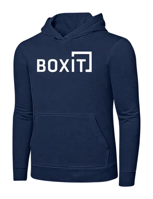 Navy 7.8 oz Ring Spun Hooded Sweatshirt w/BoxIt logo