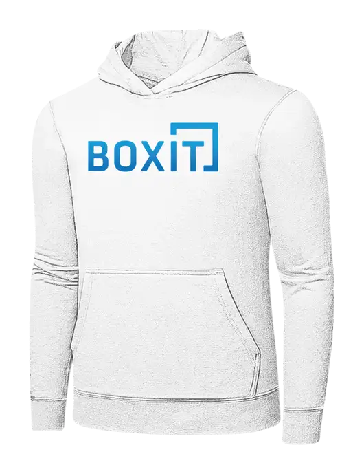 White 7.8 oz Ring Spun Hooded Sweatshirt w/BoxIt logo