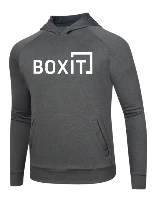 Tech Graphite Heather Fleece Hooded Sweatshirt w/BoxIt logo