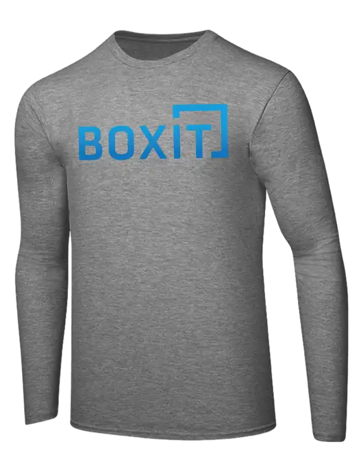 Ring Spun Light Heather Grey 4.5 oz Long Sleeve T-Shirt w/BoxIt logo
