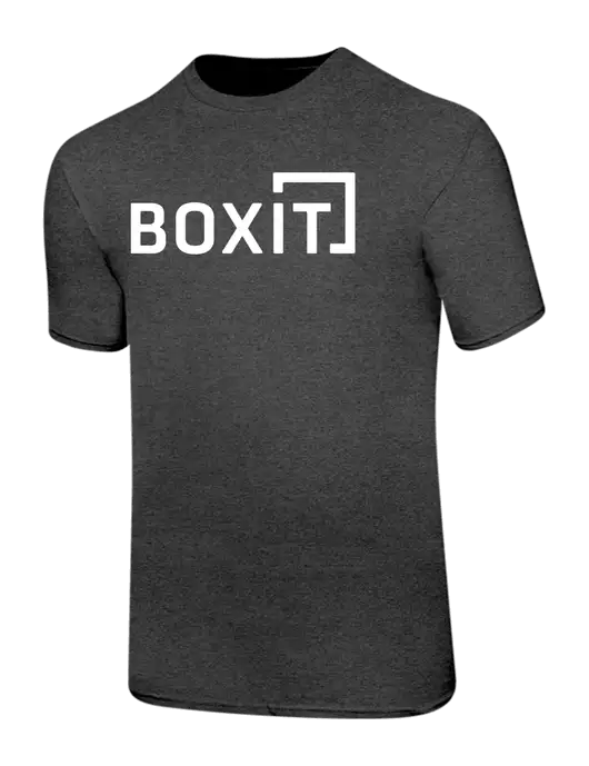 Ring Spun Dark Heather Grey 4.5 oz T-Shirt w/BoxIt logo