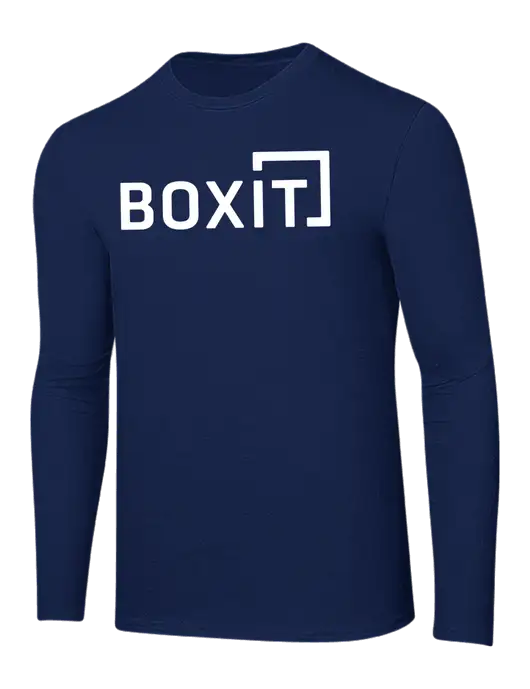 Ring Spun Navy 4.5 oz Long Sleeve T-Shirt w/BoxIt logo