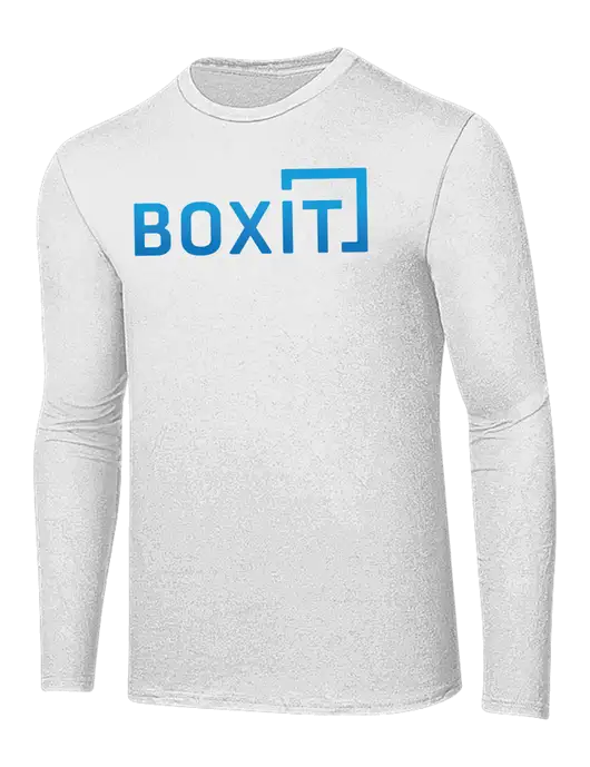Ring Spun White 4.5 oz Long Sleeve T-Shirt w/BoxIt logo
