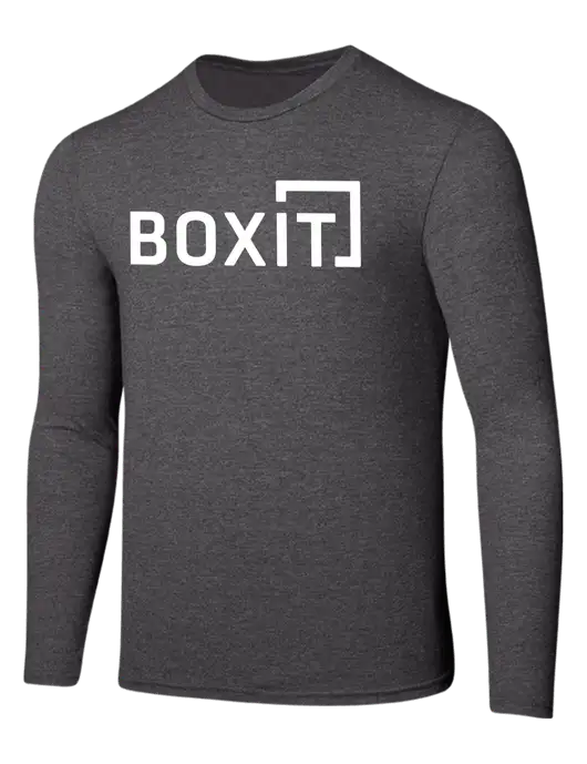 Seriously Soft Heathered Charcoal Long Sleeve T-Shirt w/BoxIt logo