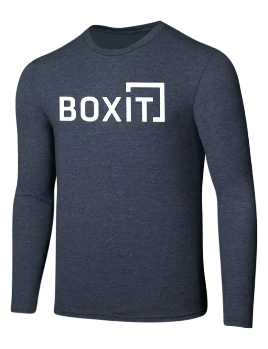 Seriously Soft Heathered Navy Long Sleeve T-Shirt w/BoxIt logo
