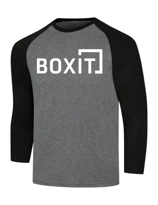 Simply Soft 3/4 Sleeve Black Frost/Grey Frost Ring Spun Cotton T-Shirt w/BoxIt logo
