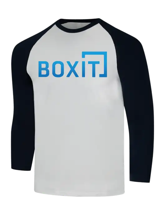 Simply Soft 3/4 Sleeve Black/White Ring Spun Cotton T-Shirt w/BoxIt logo
