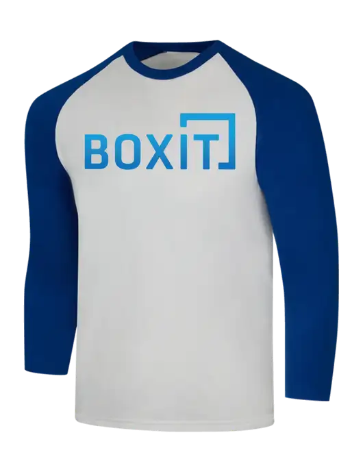 Simply Soft 3/4 Sleeve Dark Royal/White Ring Spun Cotton T-Shirt w/BoxIt logo