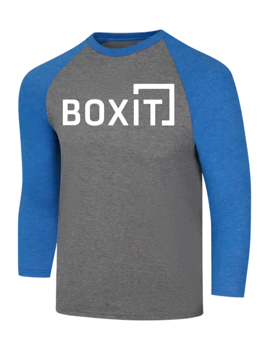 Simply Soft 3/4 Sleeve Royal Frost/Grey Frost Ring Spun Cotton T-Shirt w/BoxIt logo