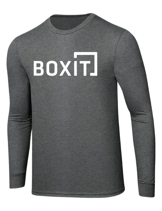 Simply Soft Long Sleeve Medium Grey Frost 4.5 oz, Poly/Combed Ring Spun Cotton T-Shirt w/BoxIt logo
