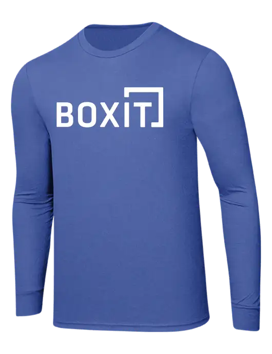 Simply Soft Long Sleeve Royal Frost 4.5 oz, Poly/Combed Ring Spun Cotton T-Shirt w/BoxIt logo
