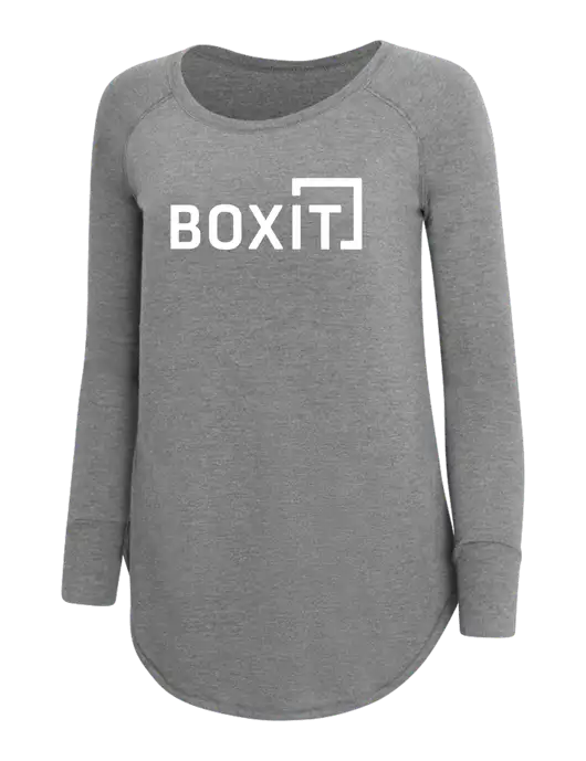 Womens Perfect Wide Collar Tunic Tri-Blend Grey Frost 4.5 oz T-Shirt w/BoxIt logo