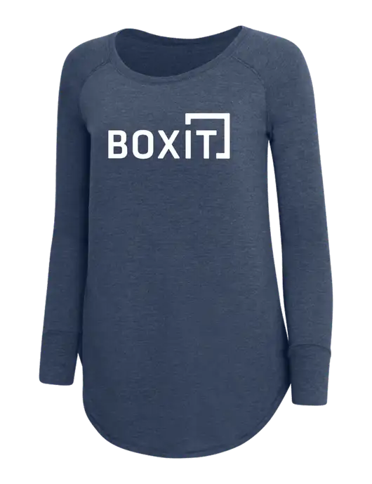 Womens Perfect Wide Collar Tunic Tri-Blend Navy Frost 4.5 oz T-Shirt w/BoxIt logo