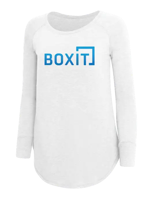 Womens Perfect Wide Collar Tunic Tri-Blend White 4.5 oz T-Shirt w/BoxIt logo