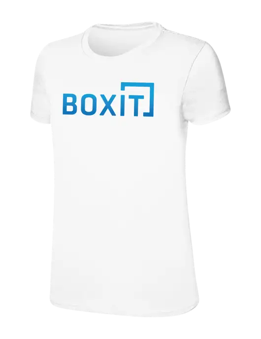 Womens Ring Spun White 4.5 oz T-Shirt w/BoxIt logo