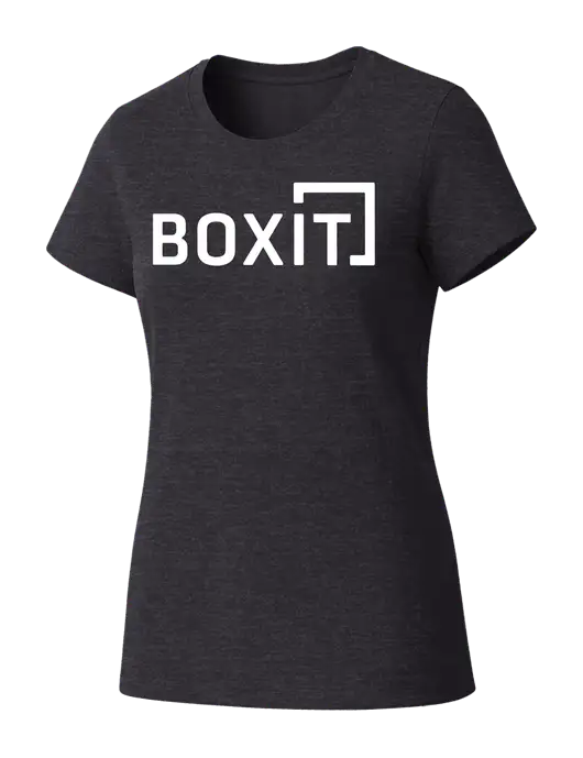 Womens Seriously Soft Heathered Charcoal T-Shirt w/BoxIt logo