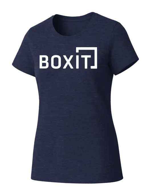 Womens Seriously Soft Heathered Navy T-Shirt w/BoxIt logo