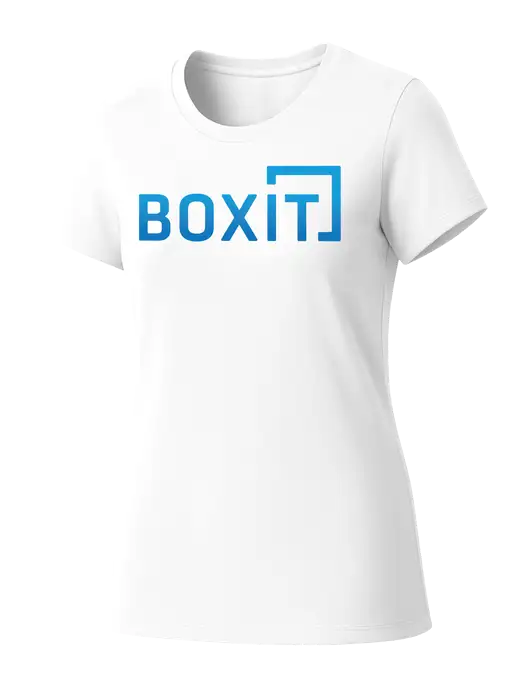 Womens Seriously Soft White T-Shirt w/BoxIt logo