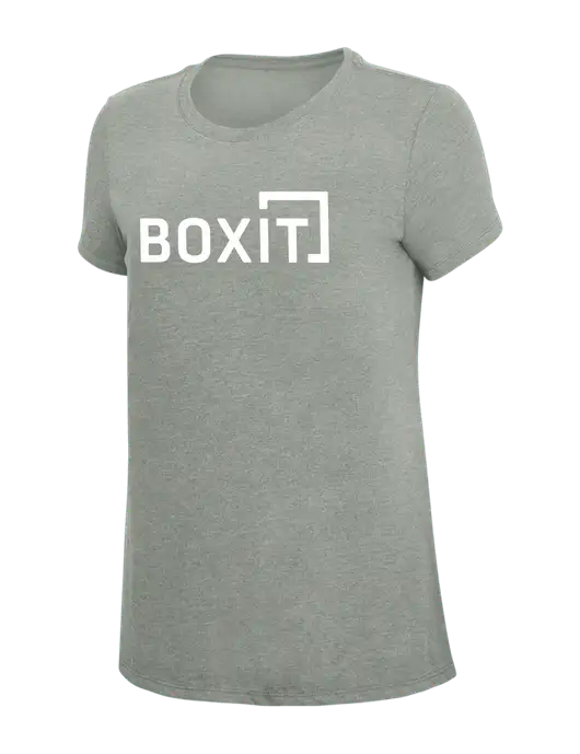 Womens Simply Soft Grey Frost 4.5oz  Poly/Combed Ring Spun Cotton T-Shirt w/BoxIt logo