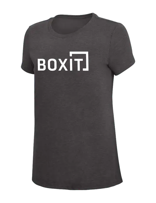 Womens Simply Soft Heather Charcoal 4.5oz  Poly/Combed Ring Spun Cotton T-Shirt w/BoxIt logo