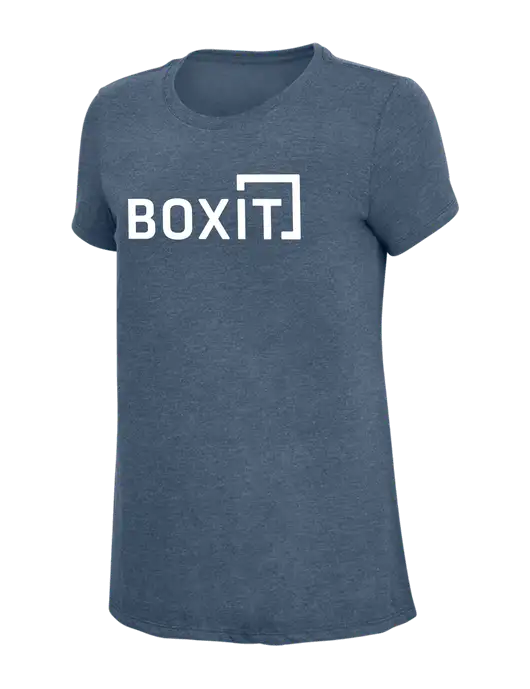 Womens Simply Soft Navy Frost 4.5oz  Poly/Combed Ring Spun Cotton T-Shirt w/BoxIt logo