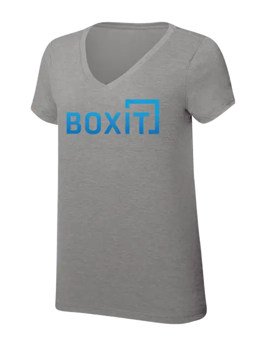 Womens Simply Soft V-Neck Grey Frost 4.5oz  Poly/Combed Ring Spun Cotton T-Shirt w/BoxIt logo