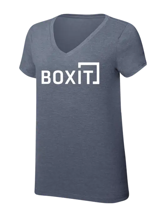 Womens Simply Soft V-Neck Navy Frost 4.5oz  Poly/Combed Ring Spun Cotton T-Shirt w/BoxIt logo