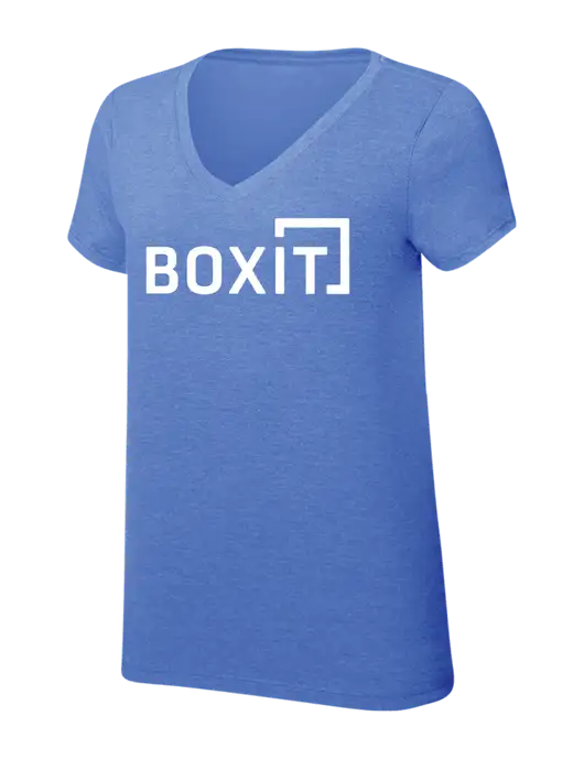 Womens Simply Soft V-Neck Royal Frost 4.5oz  Poly/Combed Ring Spun Cotton T-Shirt w/BoxIt logo