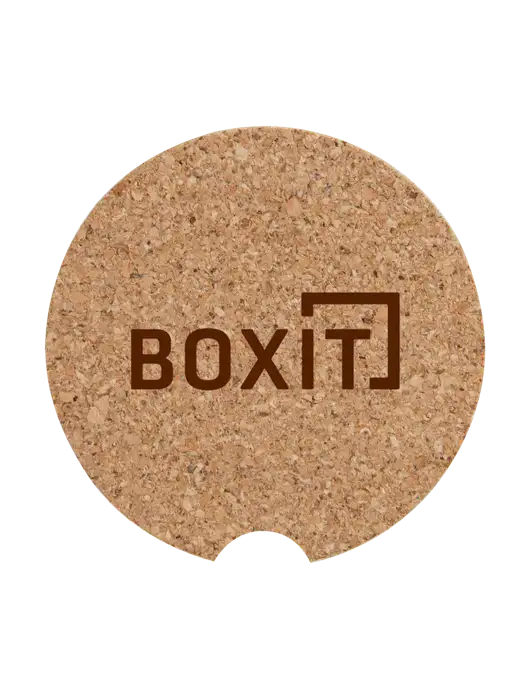 Cork Car Coaster, 2.5" w/BoxIt logo