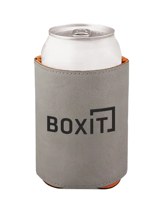 Grey Leatherette Beverage Holder w/BoxIt logo