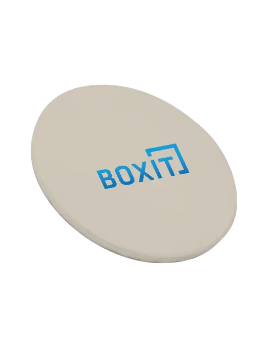 Round Sandstone Coaster w/BoxIt logo