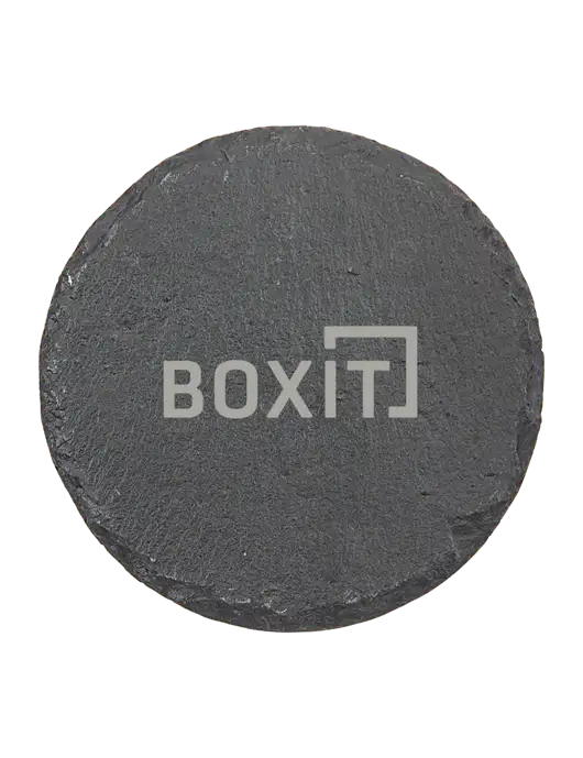 Round Slate Coaster w/BoxIt logo