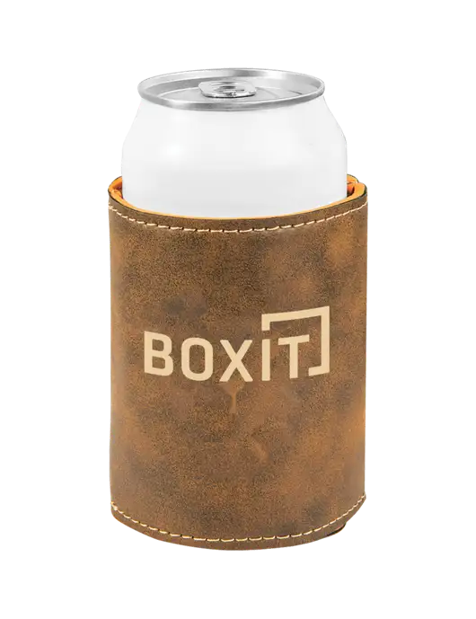 Rustic Leatherette Beverage Holder w/BoxIt logo