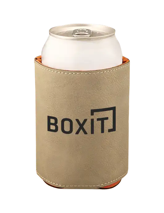 Tan Leatherette Beverage Holder w/BoxIt logo