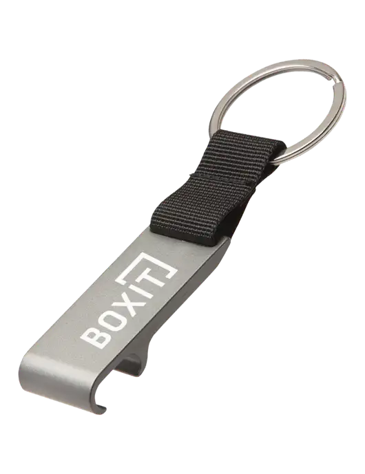 Gunmetal Bottle Opener & Key Ring w/BoxIt logo