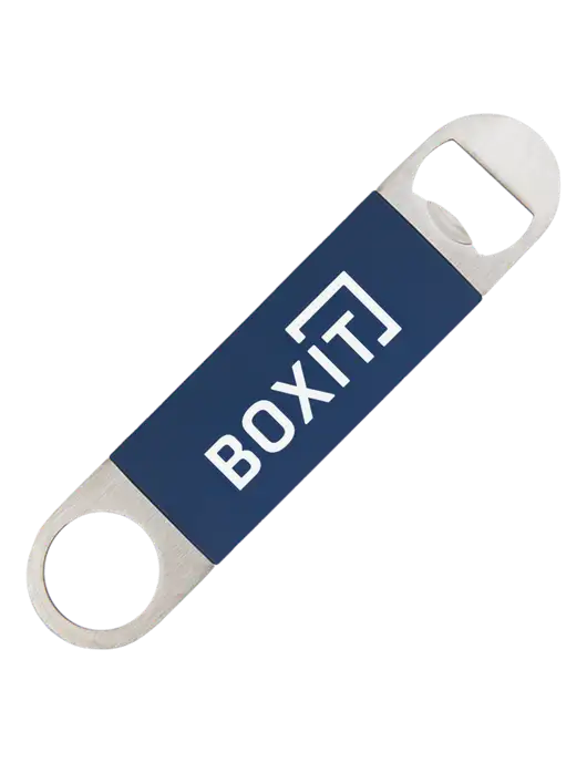 Navy Bottle Opener with Silicone Grip w/BoxIt logo
