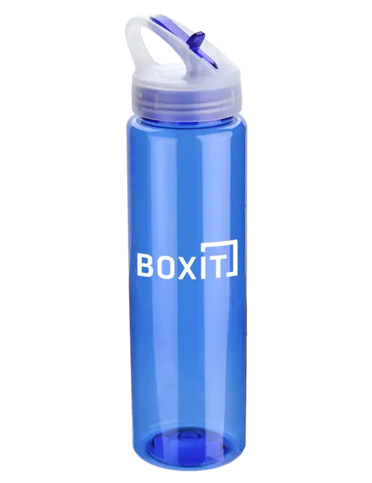 Buddy Blue 32 oz PET Bottle with Flip Lid w/BoxIt logo