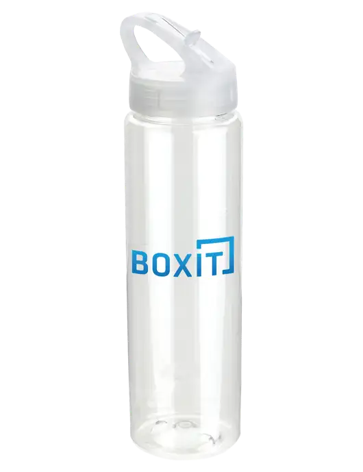 Buddy Clear 32 oz PET Bottle with Flip Lid w/BoxIt logo