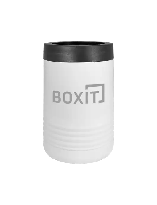 Polar Camel 12 oz Powder Coated White Vacuum Insulated Beverage Holder w/BoxIt logo