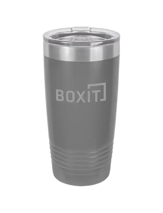 Polar Camel 20 oz Powder Coated Grey Vacuum Insulated Tumbler  w/BoxIt logo