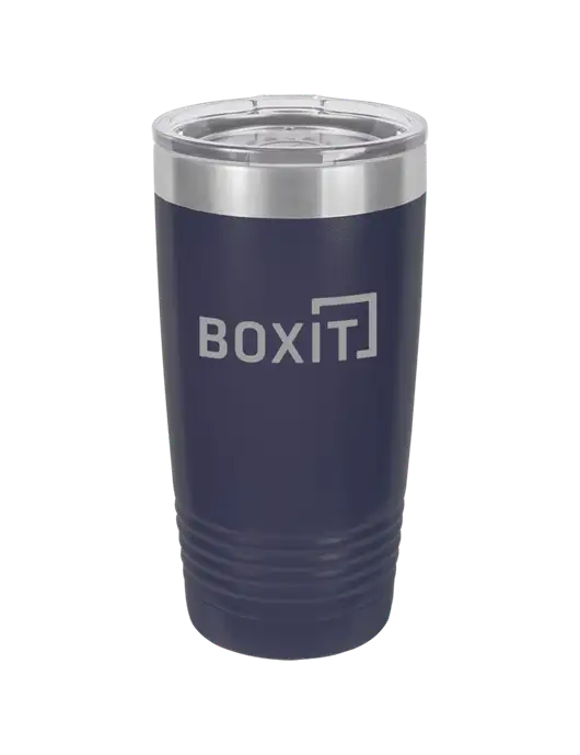 Polar Camel 20 oz Powder Coated Navy Vacuum Insulated Tumbler w/BoxIt logo
