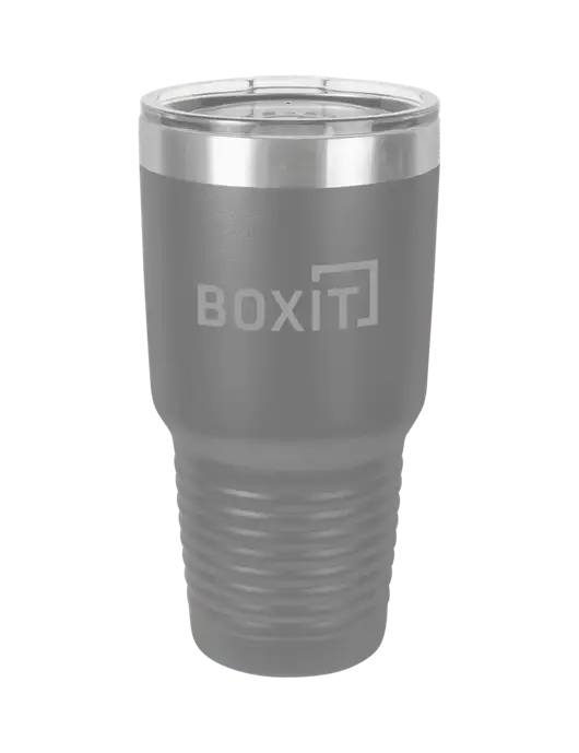 Polar Camel 30 oz Powder Coated Grey Vacuum Insulated Tumbler w/BoxIt logo